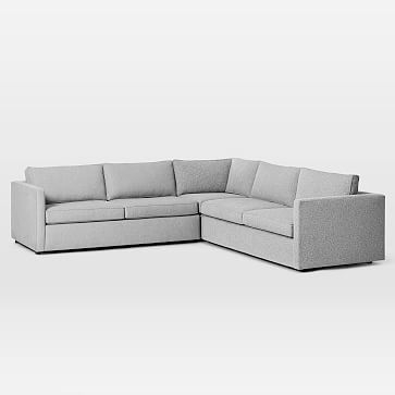 Harris Sectional Set 14: Left Arm 75" Sofa, Corner, Right Arm 75" Sofa , Down Blend, Yarn Dyed Linen Weave, Steel Gray - Image 3