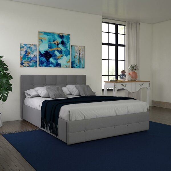 Houchins Upholstered Storage Platform Bed- Gray - Queen - Image 2