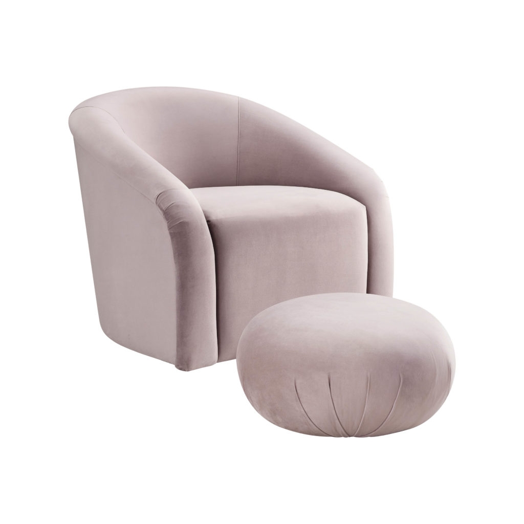 Boboli Mauve Velvet Chair + Ottoman Set - Image 0