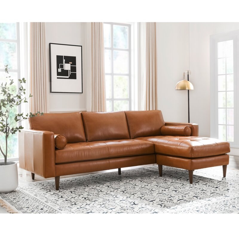 Bickford 101" Wide Genuine Leather Reversible Sofa & Chaise - Image 1