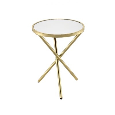 Mirror & Gold Tri-Pod Side Table - Image 0