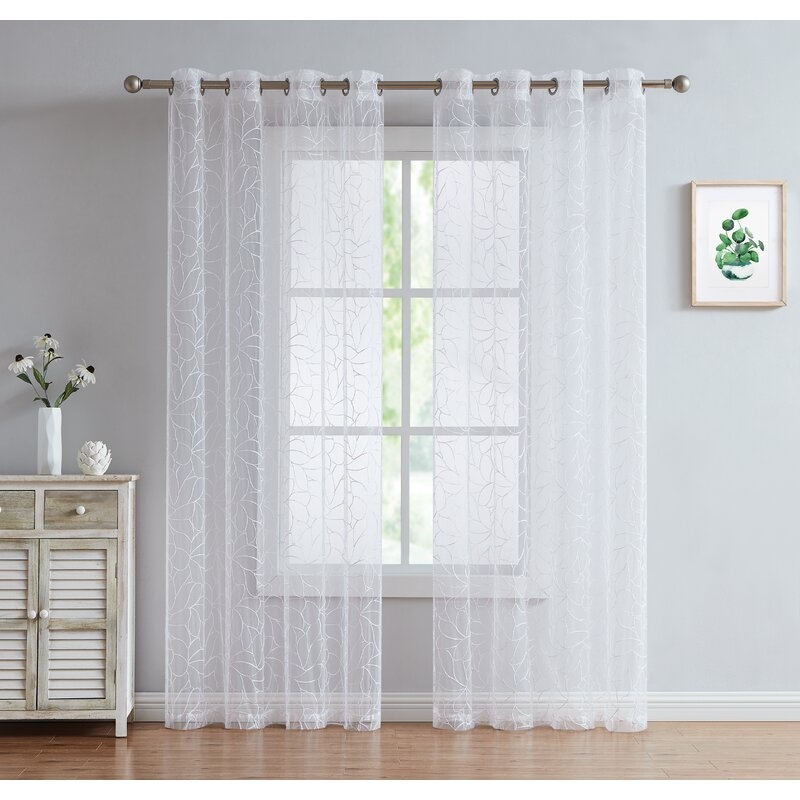 Raiden Olivia Floral Sheer Grommet Curtain Panels (Set of 2) - Image 0