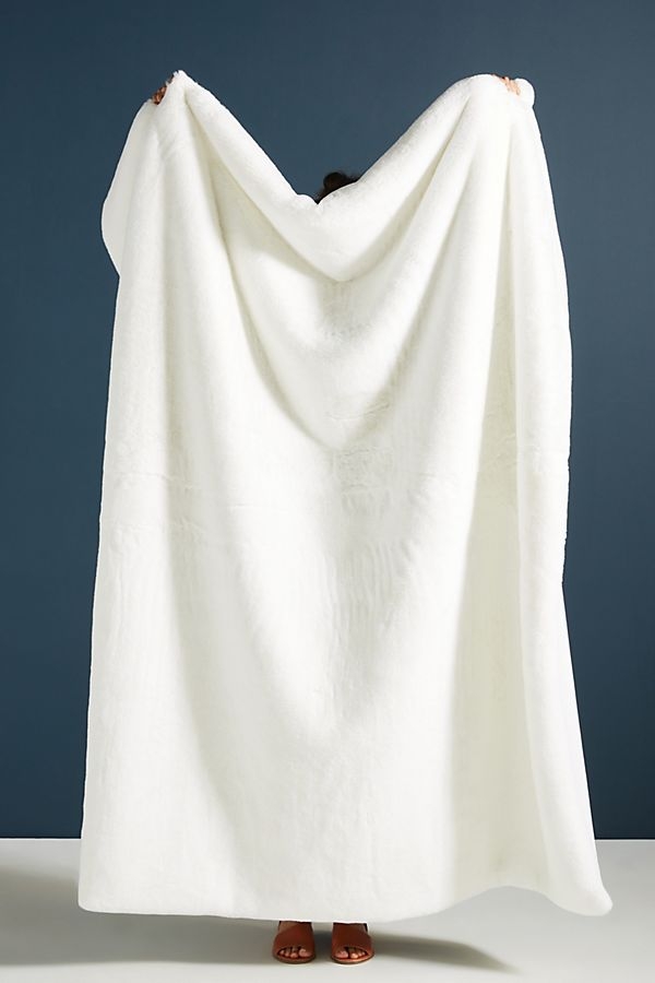 Sophie Faux Fur Throw Blanket in White - Image 0