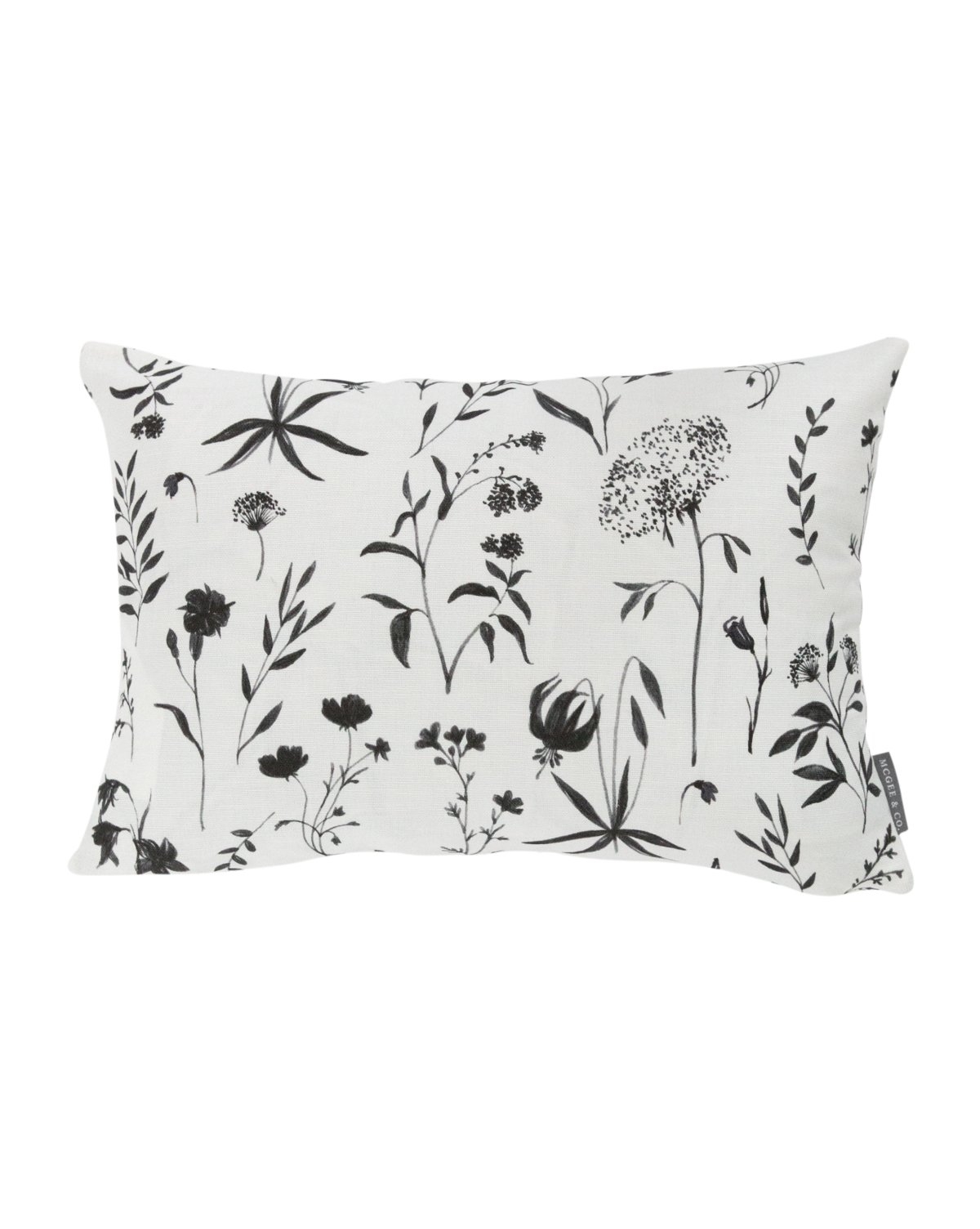 JUNO FLORAL PILLOW WITHOUT INSERT, WHITE, 14" x 20" - Image 0