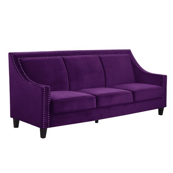 Trista Nailhead Trim Wood Legs Couch Sofa - Image 1
