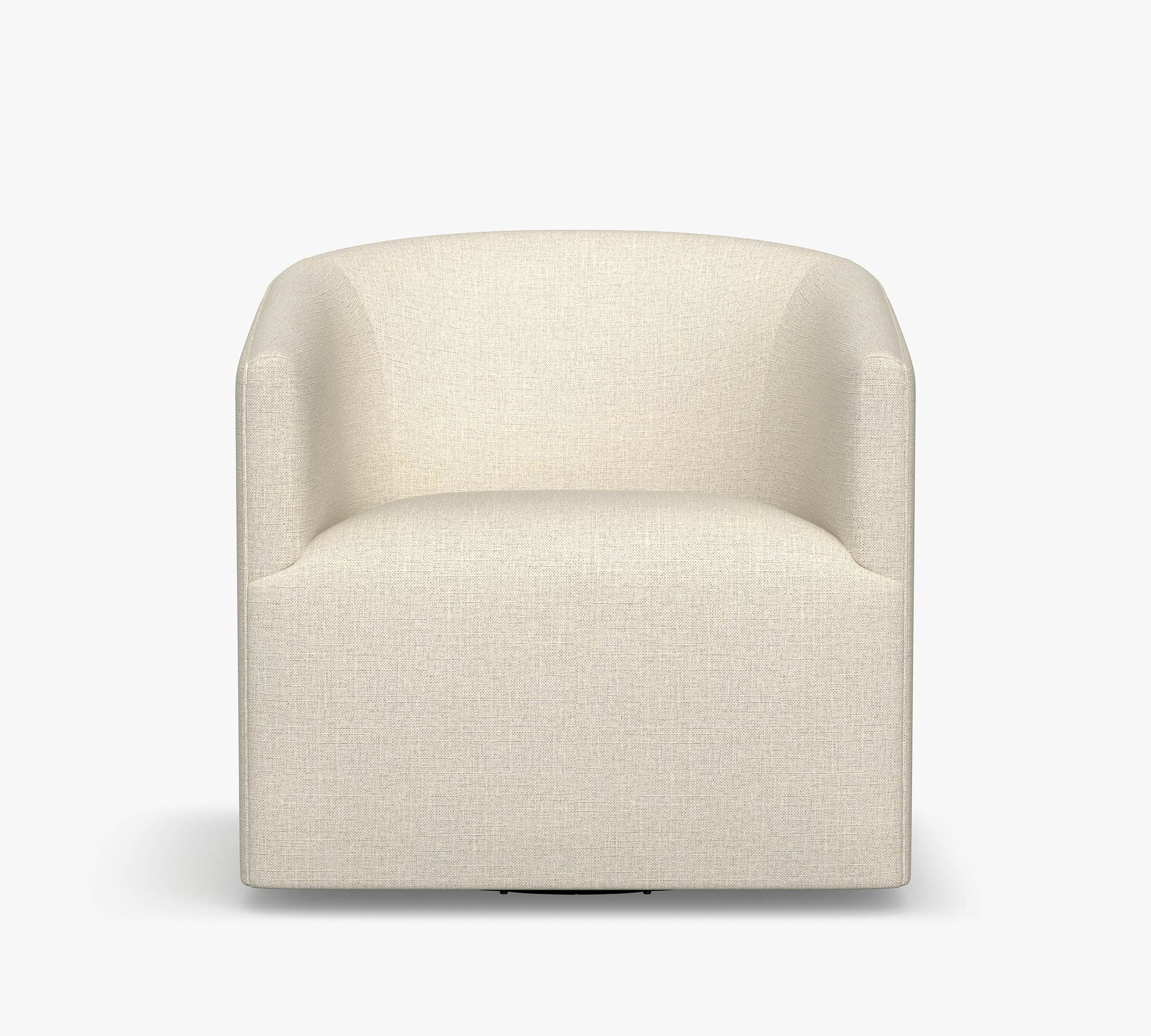 Baldwin Upholstered Swivel Armchair, Polyester Wrapped Cushions, Performance Heathered Basketweave Alabaster White - Image 0