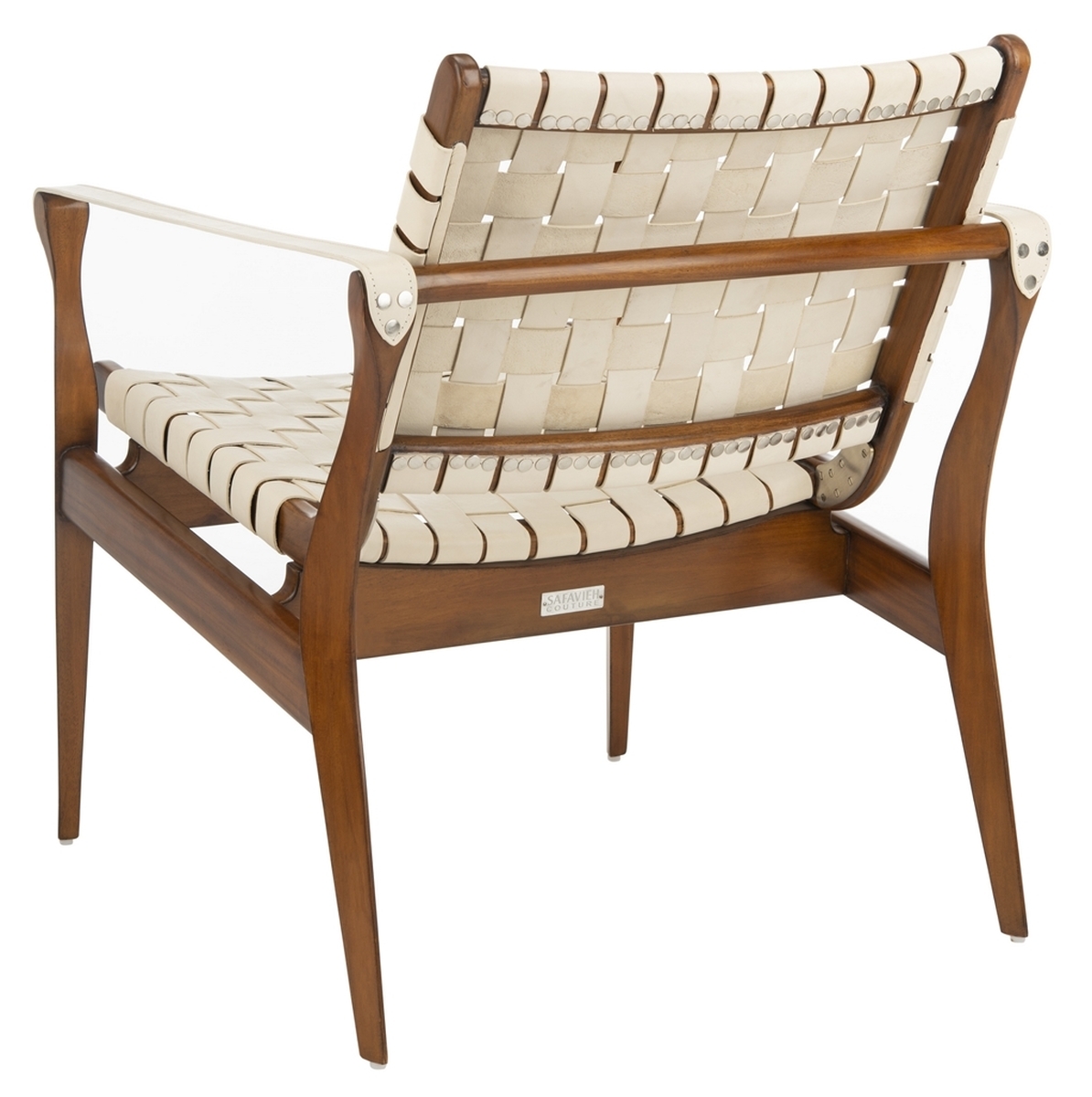 Dilan Leather Safari Chair - White - Safavieh - Image 5