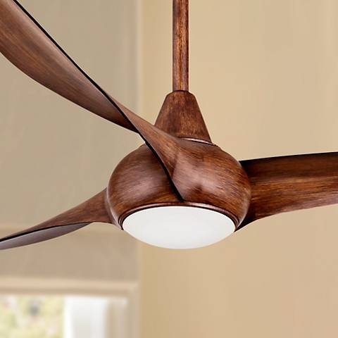 44" Minka Aire Light Wave Distressed Koa LED Ceiling Fan with Remote - 12 inch downrod - Image 1
