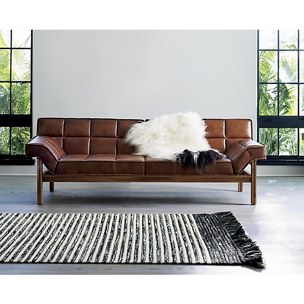 boucle black and white fringe rug 8'x10' - Image 2