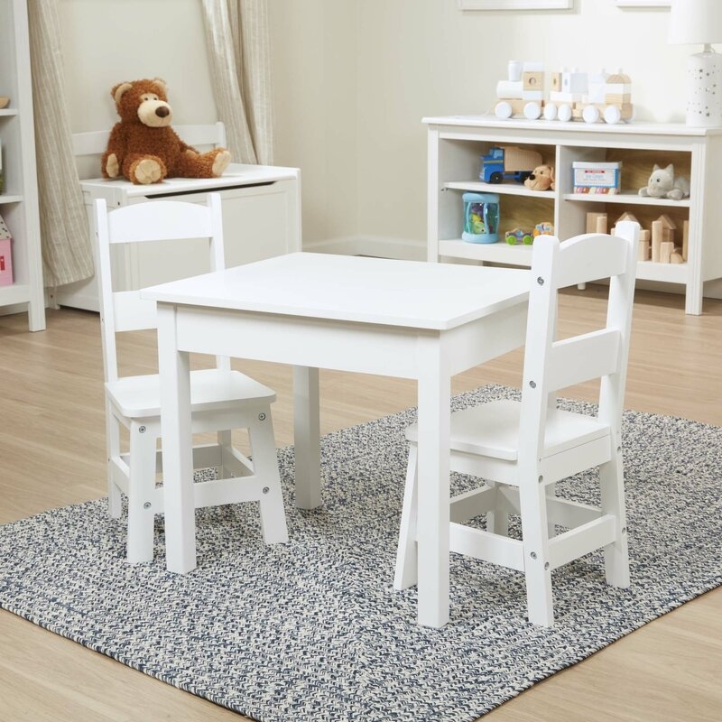 Melissa & Doug Kids 3 Piece Writing Table and Chair Set in White - Image 2