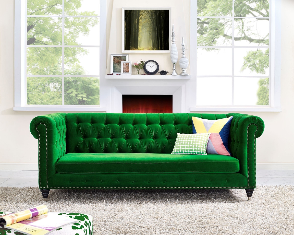 Lennon Green Velvet Sofa - Image 4