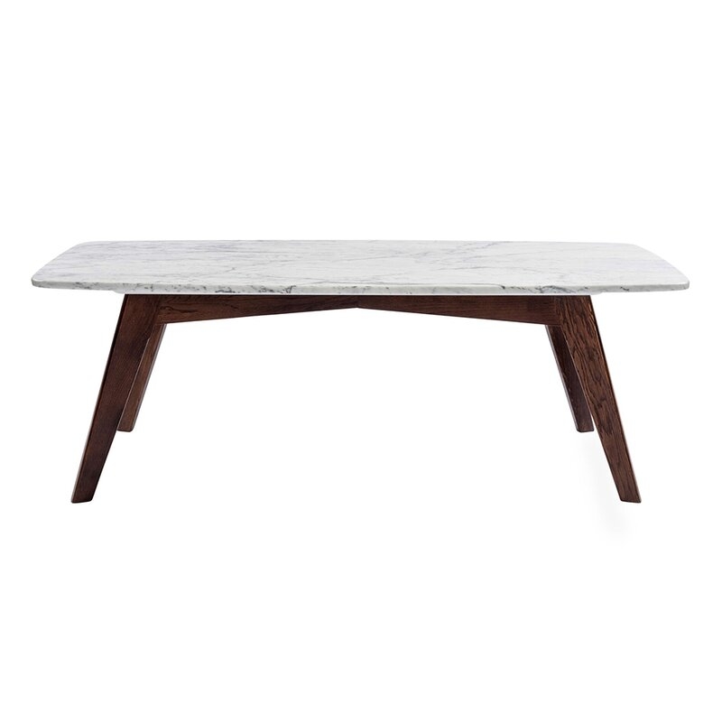 Hilma Rectangular Italian Carrara White Marble Table Coffee Table - Image 1