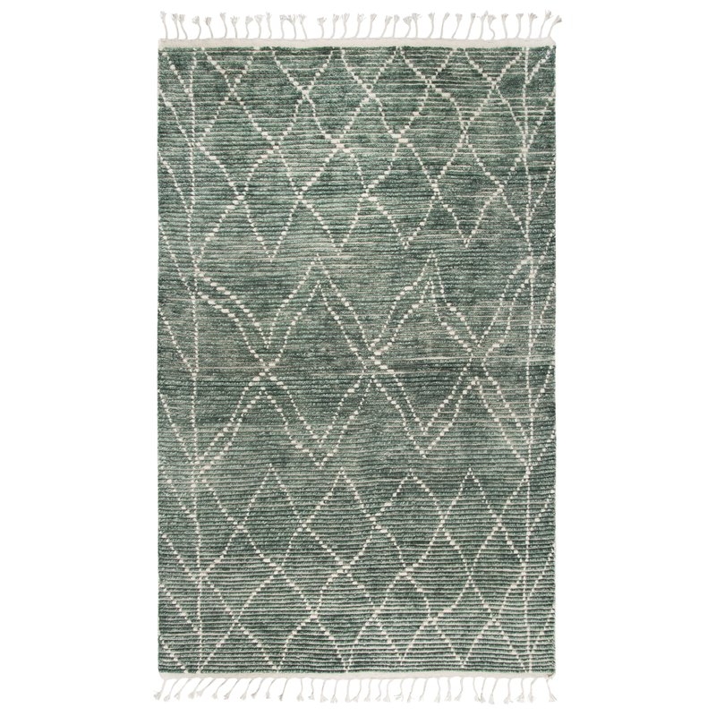 Doleman Modern Hand-Knotted Wool Green Area Rug - Image 0