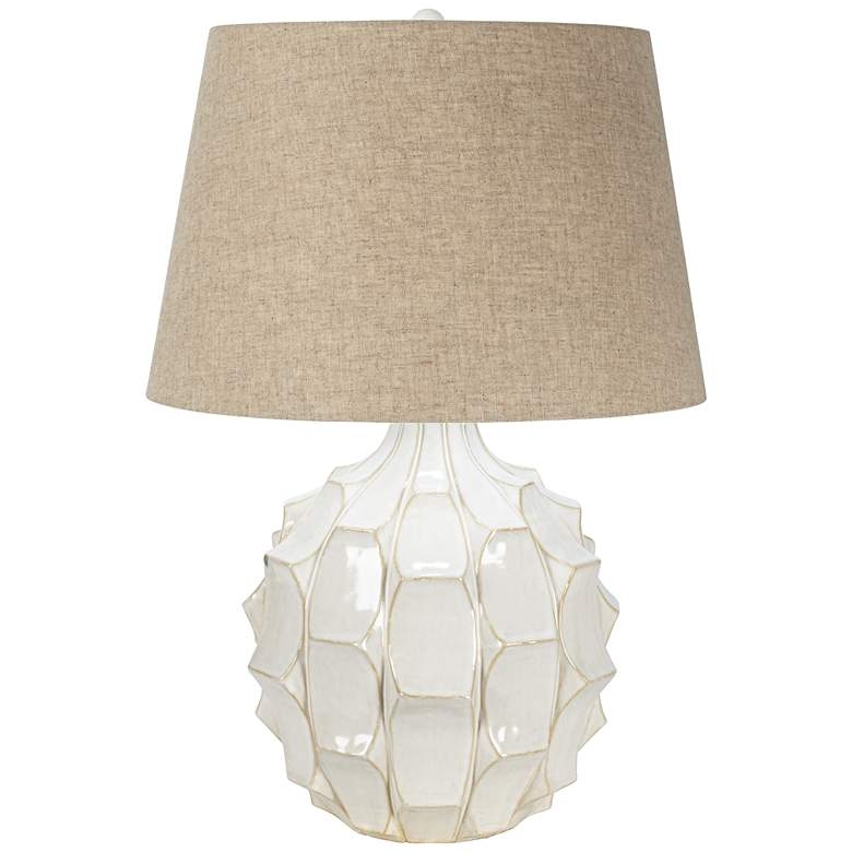 Cosgrove Round White Ceramic Modern Table Lamp - Image 0