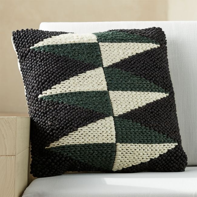 20"x20" Dart Outdoor Black/White/Green Diamond Pillow - Image 0
