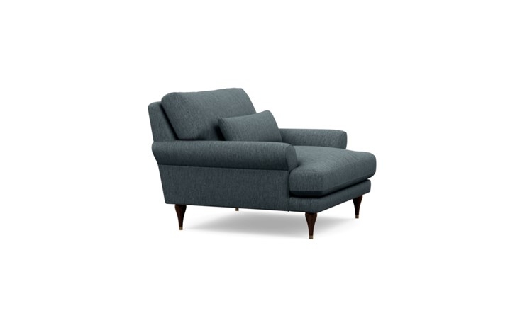 MAXWELL Accent Chair - Rain Cross Weave fabric/Oiled Walnut with Brass Cap Stiletto Leg - Image 1