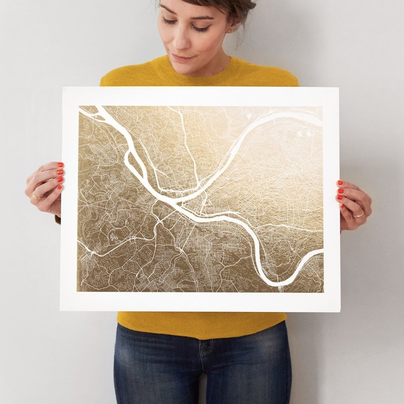 Pittsburgh Map; foil art prints - Image 1