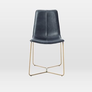Slope Dining Chair, Parc Leather, Cement, Light Bronze - Image 5