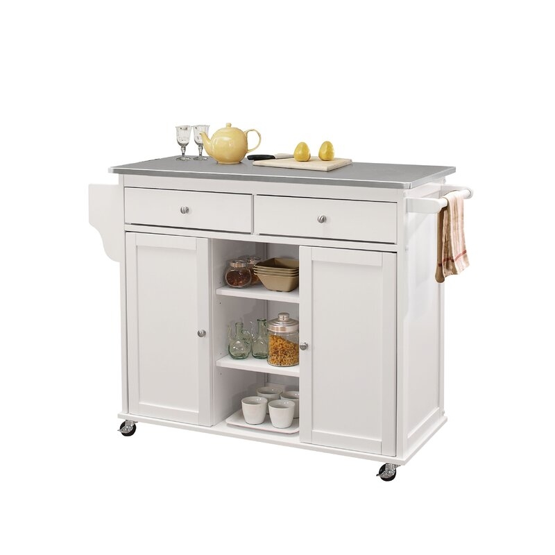 Alyvia Kitchen Cart with Stainless Steel Top - Image 2