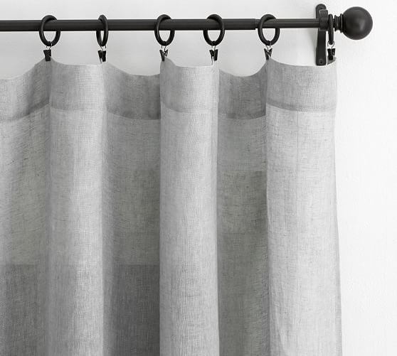 Belgian Linen Rod Pocket Sheer Curtain Made with Libeco™ Linen, Gray, 50" x 84" - Image 0