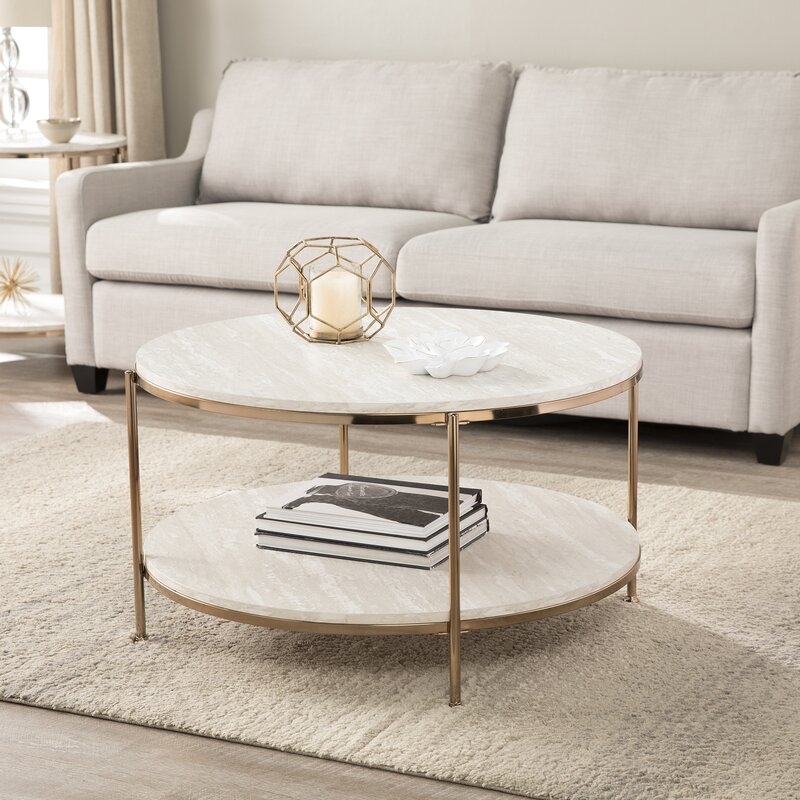 Stamper Coffee Table with Storage, Champagne - Image 1