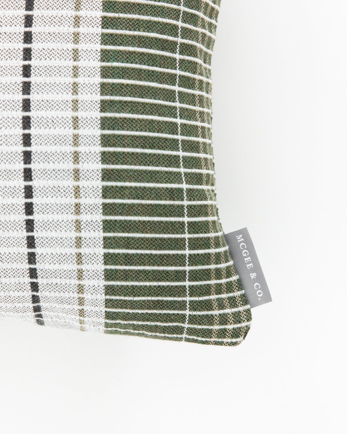OXFORD WOVEN PLAID PILLOW WITHOUT INSERT, GREEN, 20" x 20" - Image 1