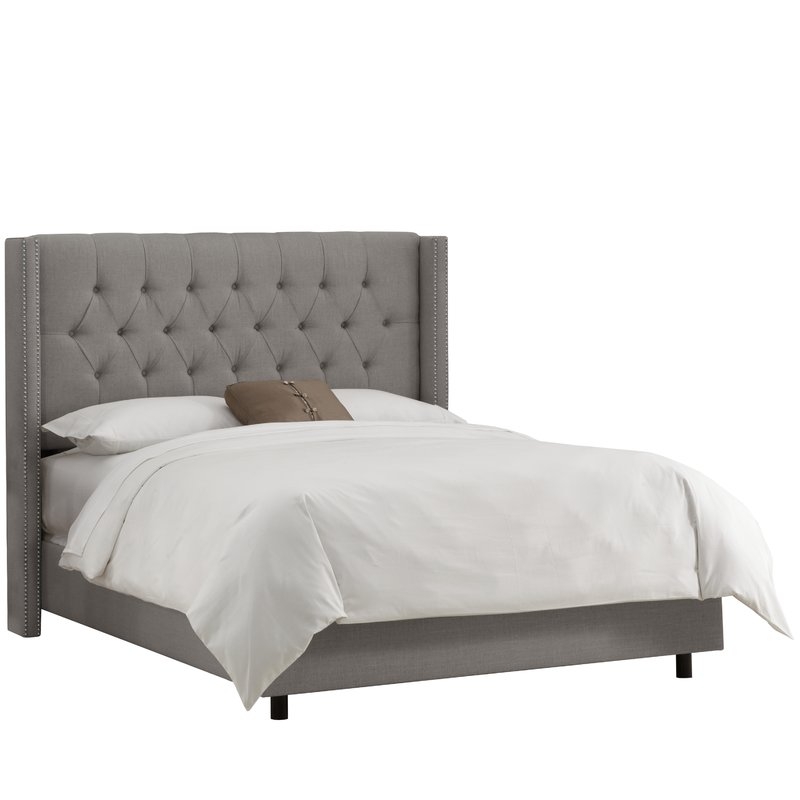 Davina Upholstered Panel Bed - Queen - Gray - Image 0
