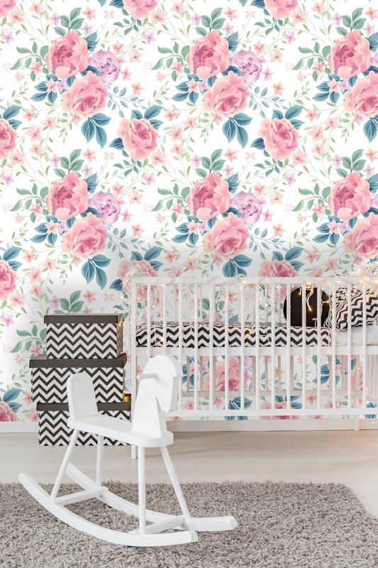 Cannon Removable Nursery Pastel Peonies 4.17' L x 25" W Peel and Stick Wallpaper Roll - Image 0