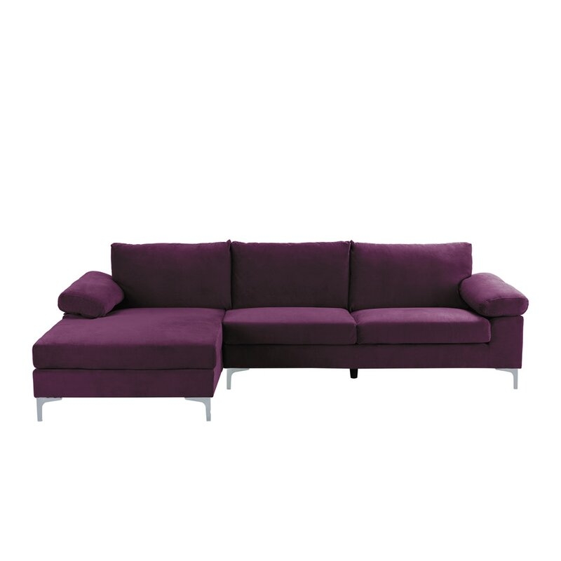 Martello 101" Velvet Left Hand Facing Sofa & Chaise - Image 0