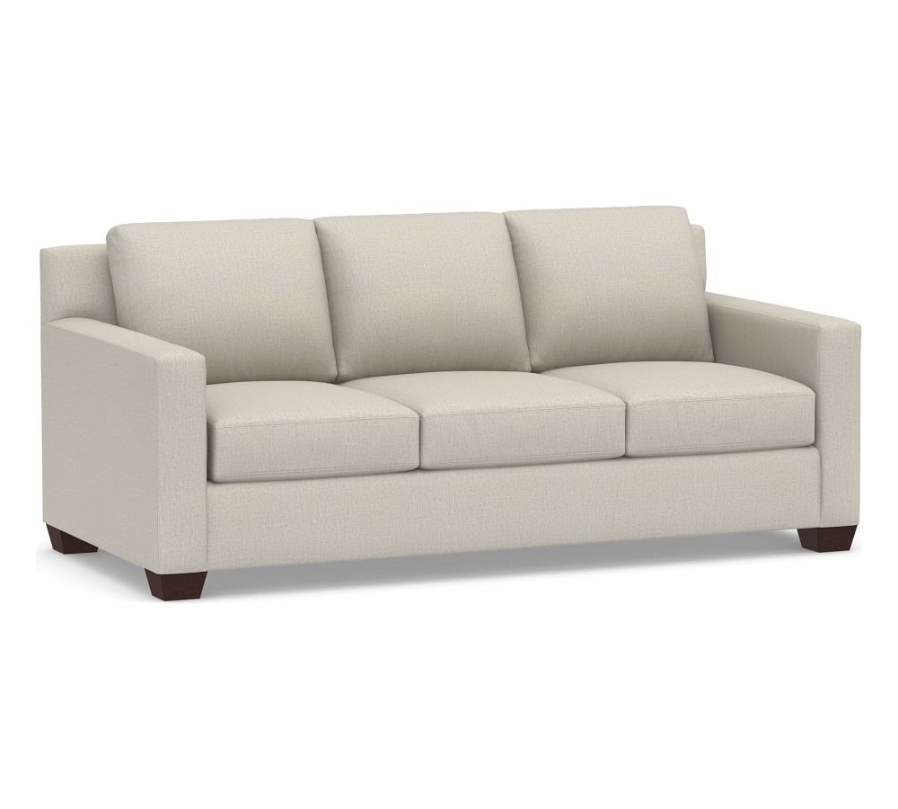 York Square Arm Upholstered Sofa 80.5" 3-Seater, Down Blend Wrapped Cushions, Performance Heathered Tweed Pebble - Image 0