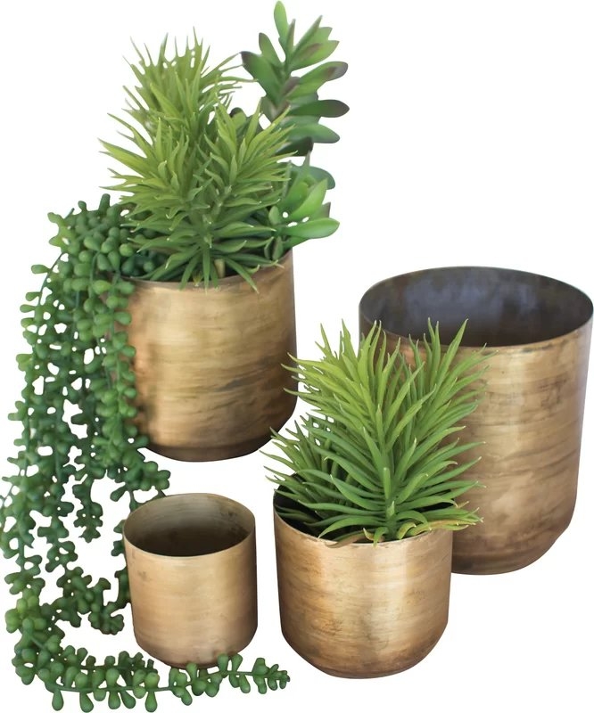 Verner Flower 4 Piece Metal Pot Planter Set - Image 0