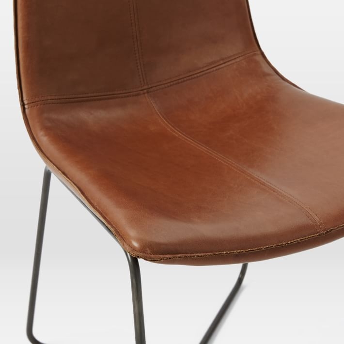 Slope Leather Dining Chair, Leather, Saddle, Charcoal Leg - Image 2
