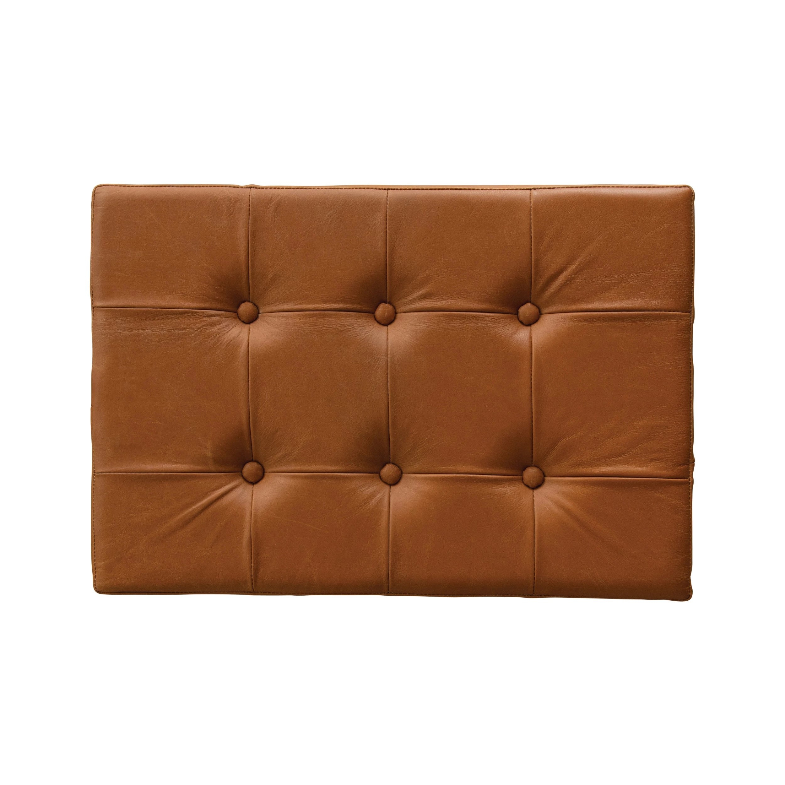 Tufted Leather Stool with Metal Legs - Image 3