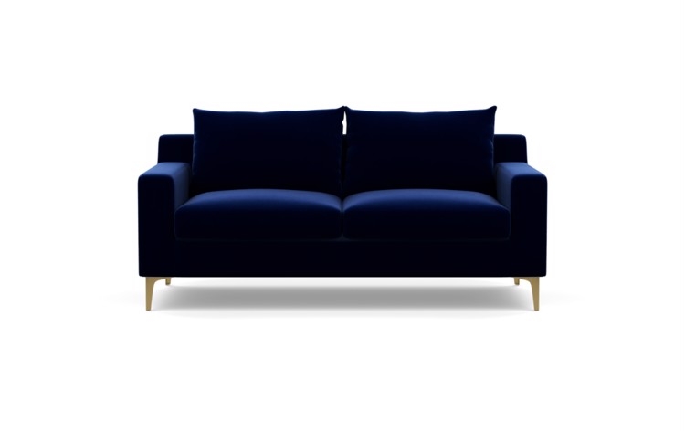 Sloan Sofa in Oxford Blue Fabric with Brass Plated legs - Image 0
