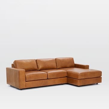 Urban Sectional Set 02: Right Arm 2 Seater Sofa, Left Arm Chaise, Poly, Vegan Leather, Saddle - Image 1