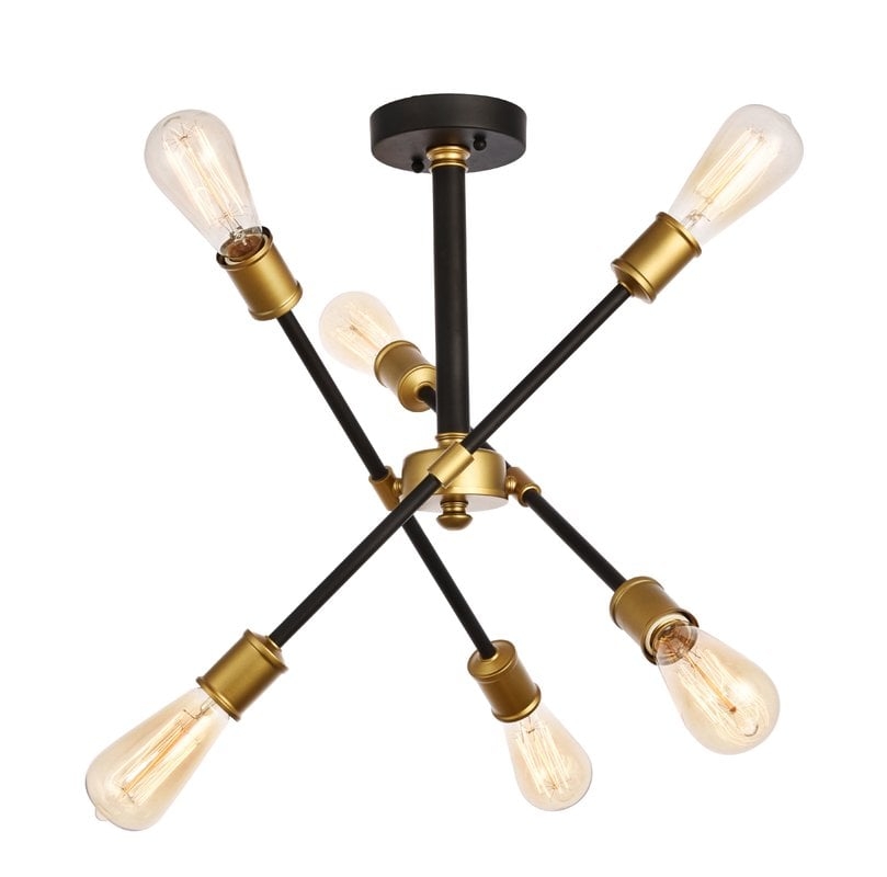 Johanne 6-Light Sputnik Chandelier, Black/Brass - Image 0