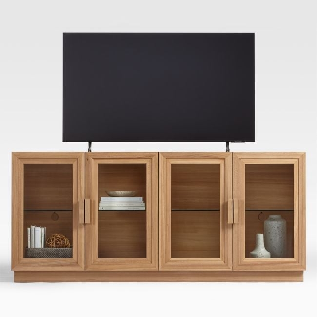Calypso Natural Wood 72" Media Console with Glass Doors - Image 0