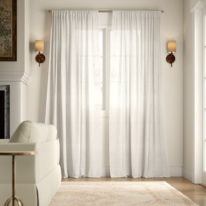 Leon Solid Color Sheer Tab Top Curtain Panel - Set of 2 - Image 0
