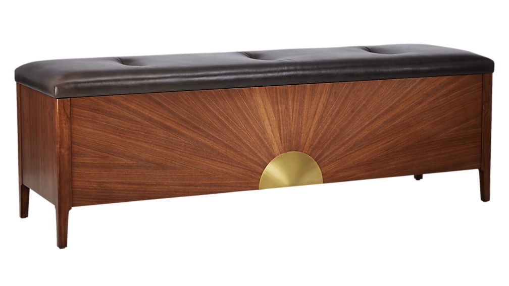 dusk leather and wood storage bench - Image 3