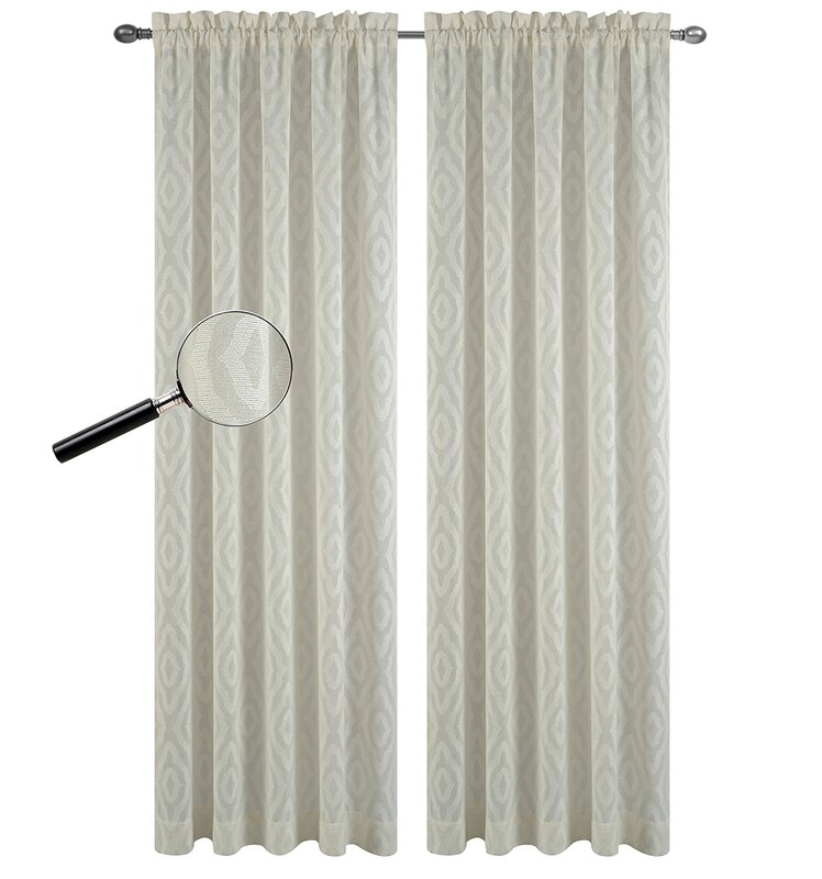 Stier Ikat Sheer Rod Pocket Drapery Curtain Panels - Image 0