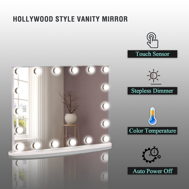 Vanity Hollywood Touch Control Frameless Detachable Lighted Magnifying Makeup Mirror - Image 5