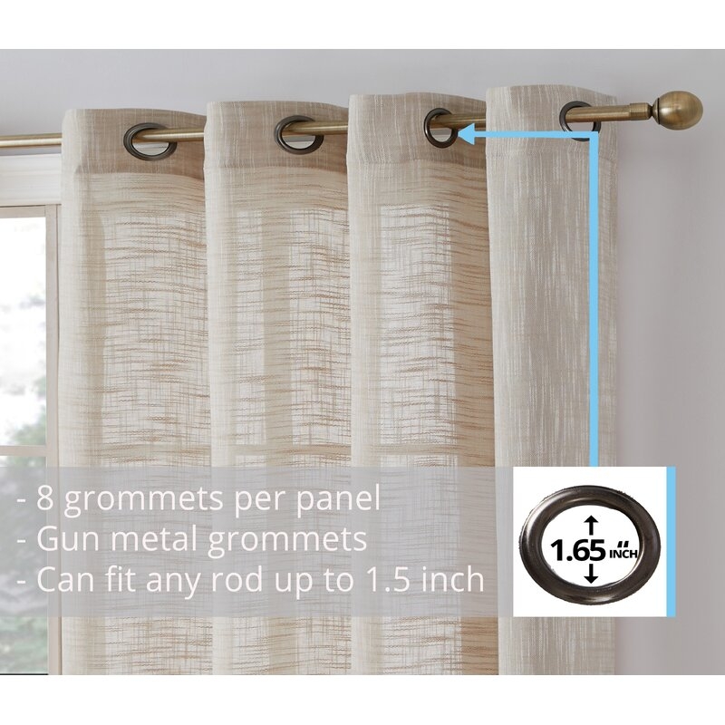 Hallmark Solid Semi-Sheer Grommet Curtain Panels (Set of 2) - Image 2