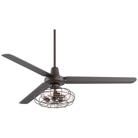 60" Oil-Rubbed Bronze Ceiling Fan with Vintage LED Light Kit - Image 0