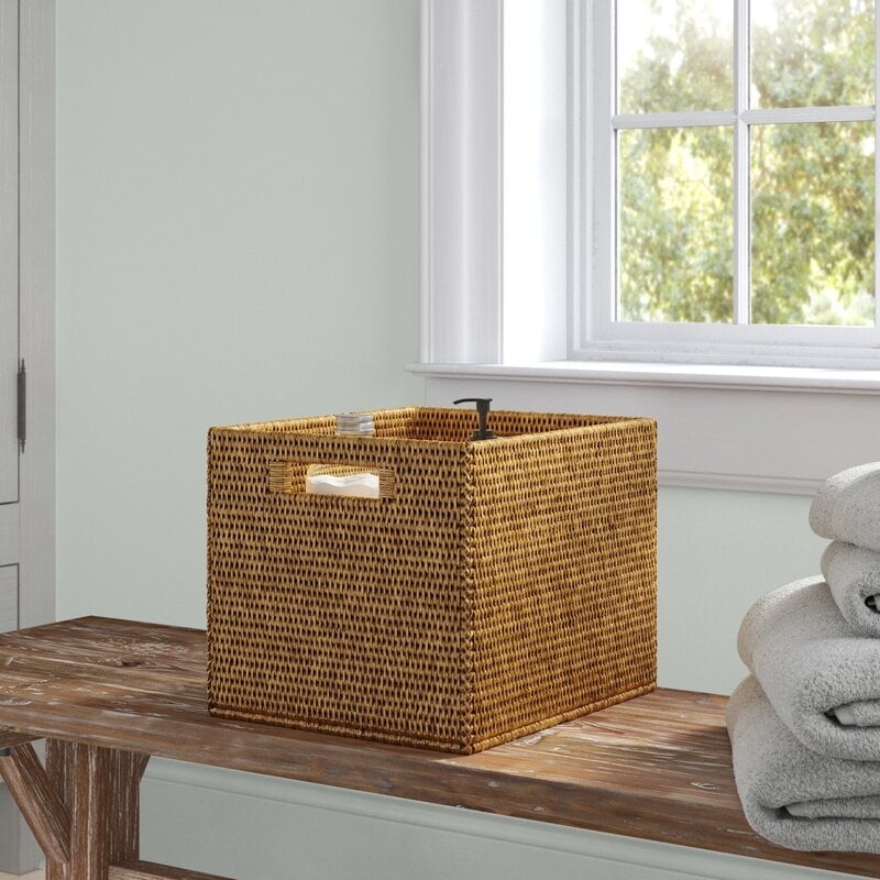 Rattan Letter File Basket with Cutout Handles - Image 0
