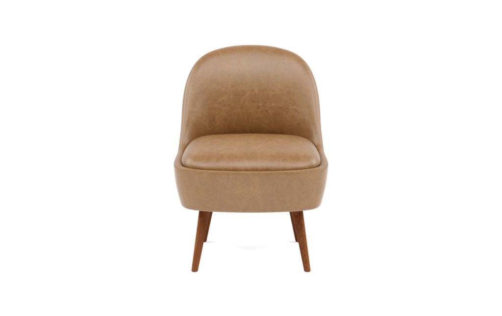 MADELINE Leather Slipper Chair - Palomino Pigment-Dyed Leather - Oiled Walnut Tall Wood Tapered - Image 0