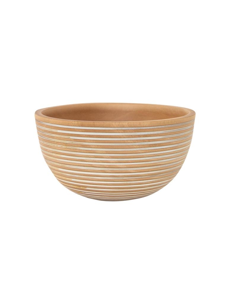 WOODEN STRIPED BOWL - Image 0