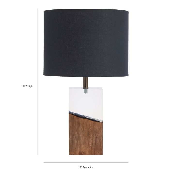 Charred Wood Table Lamp, Clear/Wood - Image 4
