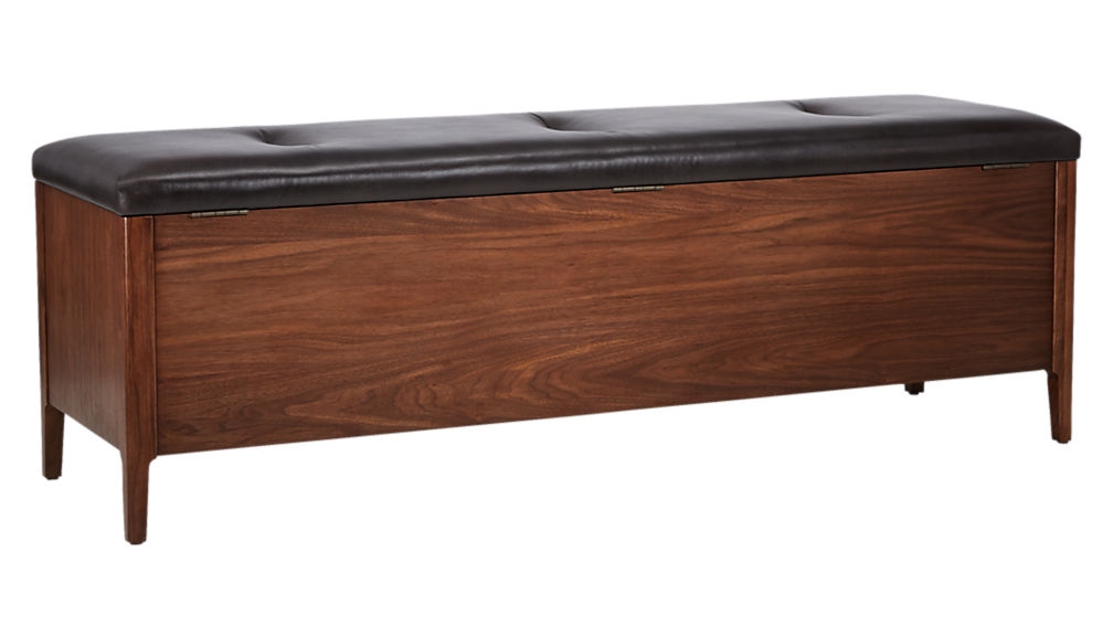 dusk leather and wood storage bench - Image 8