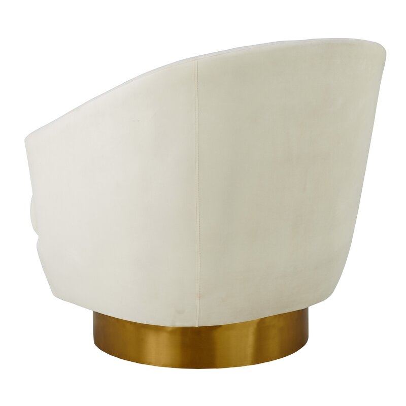 Pigott Cream Velvet Swivel Chair - Image 3