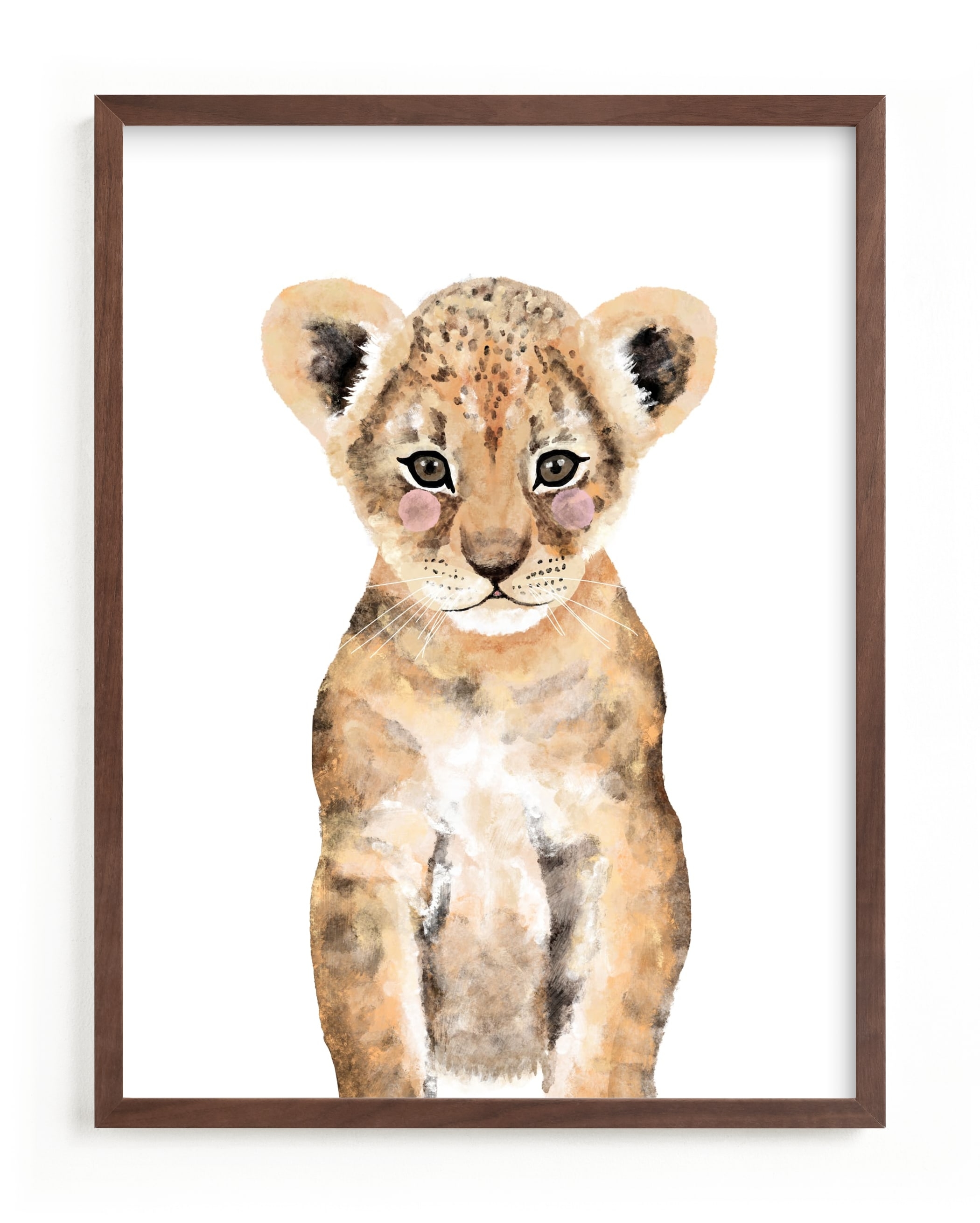 Baby Animal Lion 18" x 24" Walnut Wood Frame - Image 0